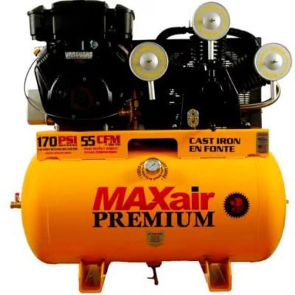 MaxAir, 18HP, Stationary Gas Comp, 55 Gal, 170 PSI, 55 CFM, Briggs&Stratton, Electric, Wood Industries, Mfr#: 18G55TRKE-H-MAP